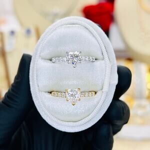 1.24ctw Heart Moissanite Pavé Engagement Ring